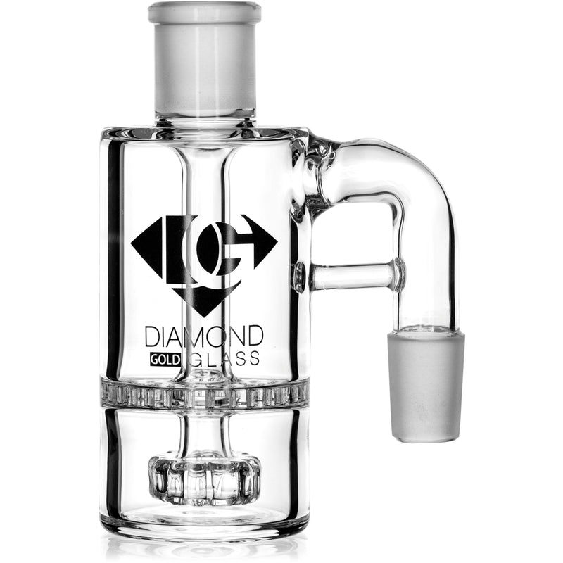 Ash Catcher w/ 18mm Joint, 90˚ Angle, Honeycomb to Showerhead, by Diamond Glass - Bat Kountry
