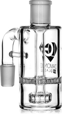 Ash Catcher w/ 18mm Joint, 90˚ Angle, Honeycomb to Showerhead, by Diamond Glass - Bat Kountry