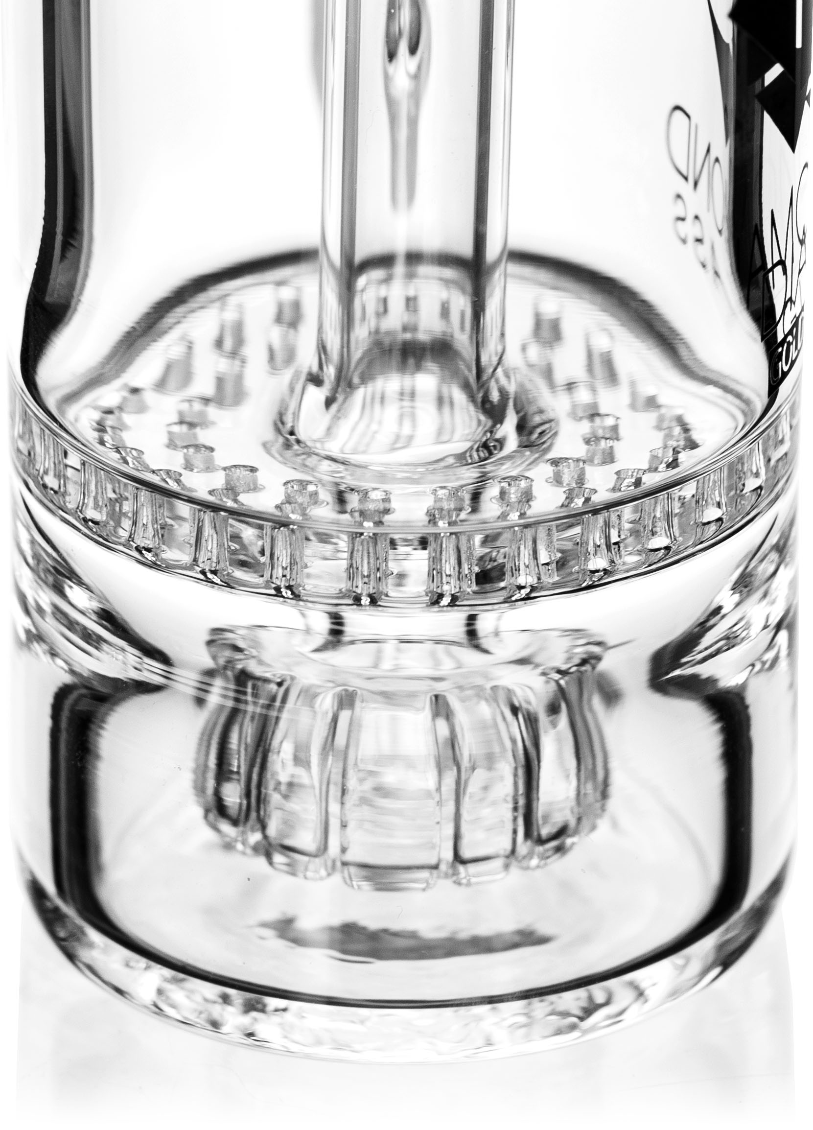 Ash Catcher w/ 14mm Joint, 90˚ Angle, Honeycomb to Showerhead, by Diamond Glass - Bat Kountry