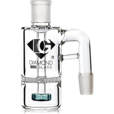 Ash Catcher w/ 18mm Joint, 90˚ Angle, Honeycomb to Showerhead, by Diamond Glass - BKRY Inc.