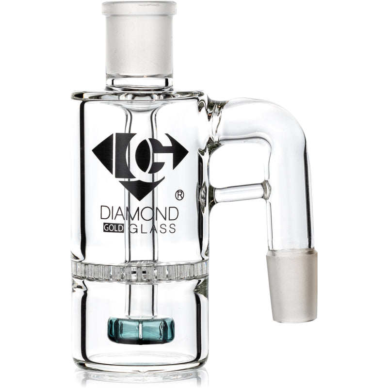Ash Catcher w/ 18mm Joint, 90˚ Angle, Honeycomb to Showerhead, by Diamond Glass - BKRY Inc.
