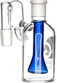 Ash Catcher w/ 18mm Joint, 90˚ Angle, Blue Showerhead, by Diamond Glass - Bat Kountry