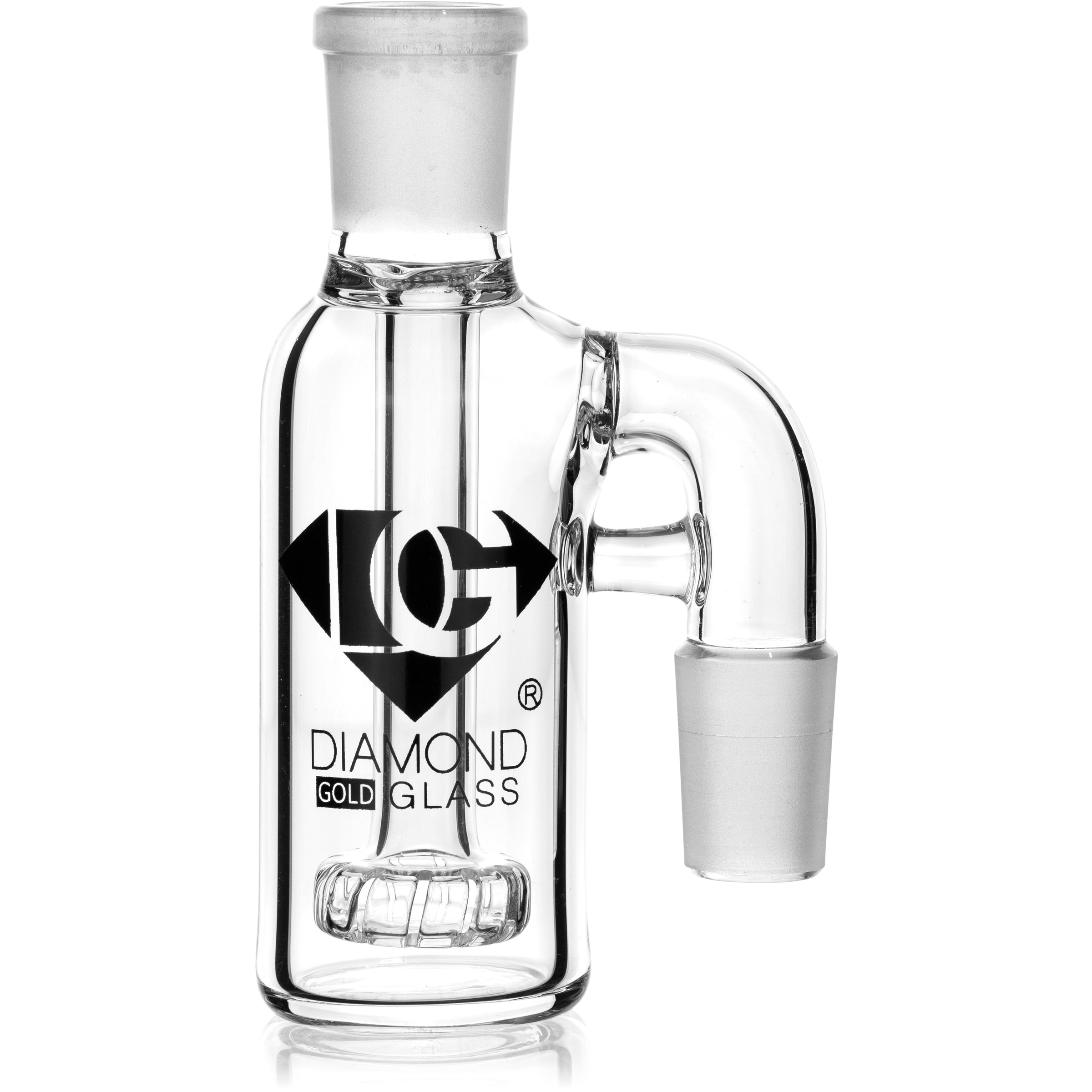 Ash Catcher Clear Showerhead w/ 18mm Joint, 90˚ Angle, by Diamond Glass - BKRY Inc.