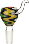 14mm Color Zigzag Male Bowl with handle - Bat Kountry