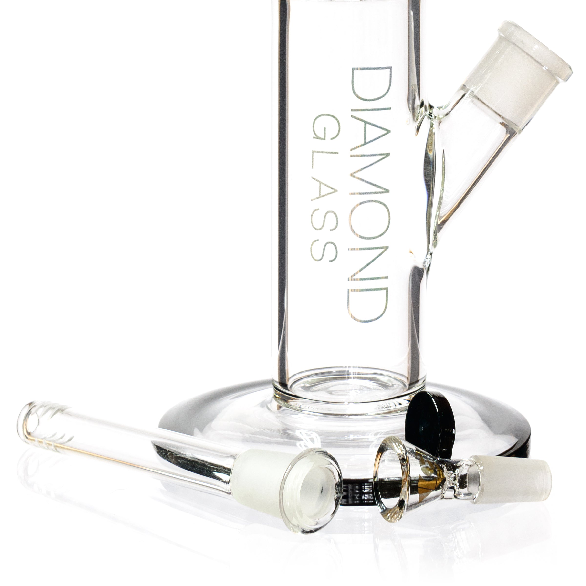 15" Straight Tube Bong w/ Single Chamber 8-Arm Tree Perc, by Diamond Glass - Bat Kountry