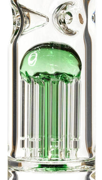 15" Straight Tube Bong w/ Single Chamber 8-Arm Tree Perc, by Diamond Glass - Bat Kountry