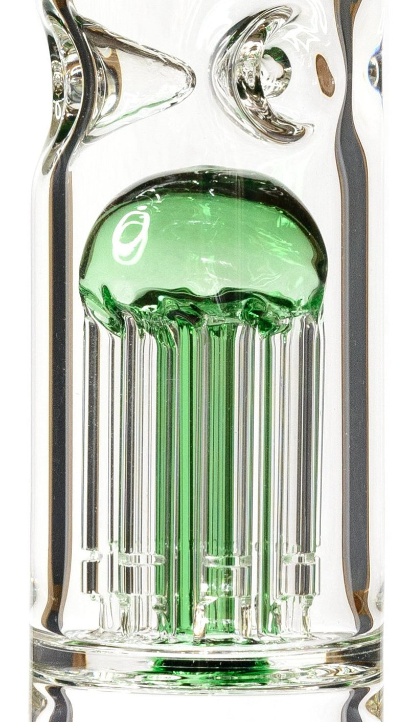 15" Straight Tube Bong w/ Single Chamber 8-Arm Tree Perc, by Diamond Glass - Bat Kountry