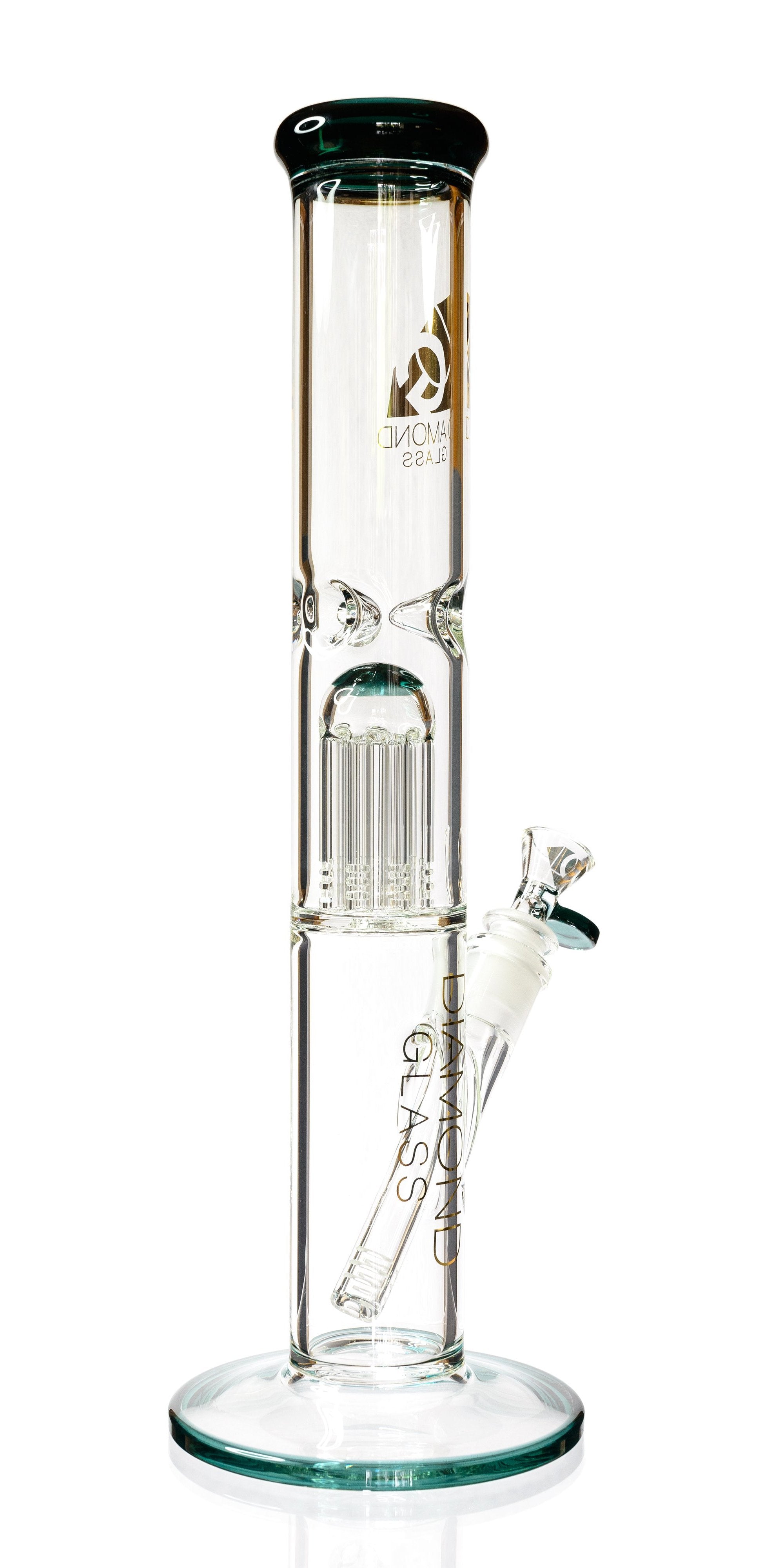 15" Straight Tube Bong w/ Single Chamber 8-Arm Tree Perc, by Diamond Glass - Bat Kountry