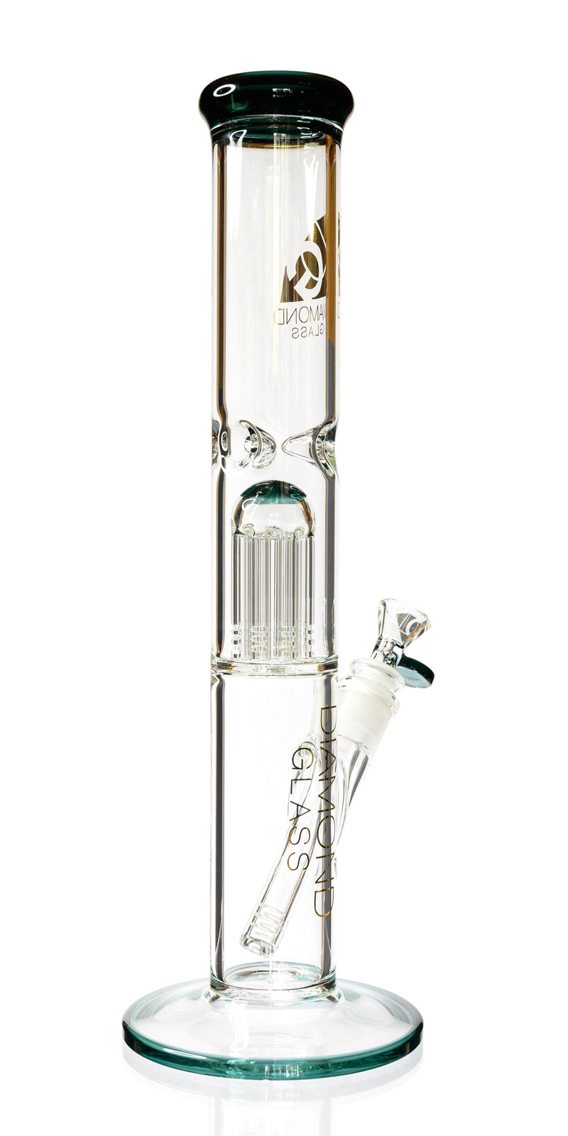 15" Straight Tube Bong w/ Single Chamber 8-Arm Tree Perc, by Diamond Glass - Bat Kountry
