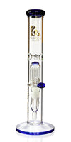 15" Straight Tube Bong w/ Single Chamber 8-Arm Tree Perc, by Diamond Glass - Bat Kountry