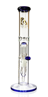 15" Straight Tube Bong w/ Single Chamber 8-Arm Tree Perc, by Diamond Glass - Bat Kountry