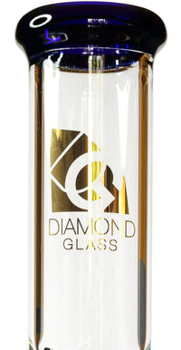 15" Straight Tube Bong w/ Single Chamber 8-Arm Tree Perc, by Diamond Glass - Bat Kountry