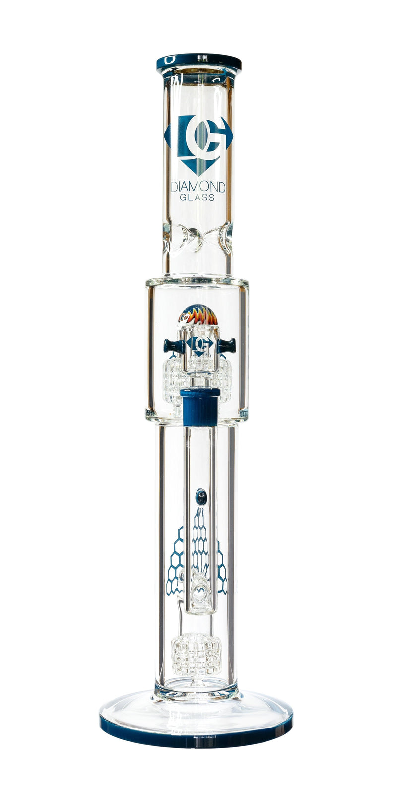 16" Straight Tube Heizman Bong w/ Dual Gridded Matrix Perc, by Diamond Glass - Bat Kountry