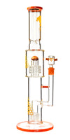 16" Straight Tube Heizman Bong w/ Dual Gridded Matrix Perc, by Diamond Glass - Bat Kountry