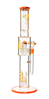 16" Straight Tube Heizman Bong w/ Dual Gridded Matrix Perc, by Diamond Glass - Bat Kountry