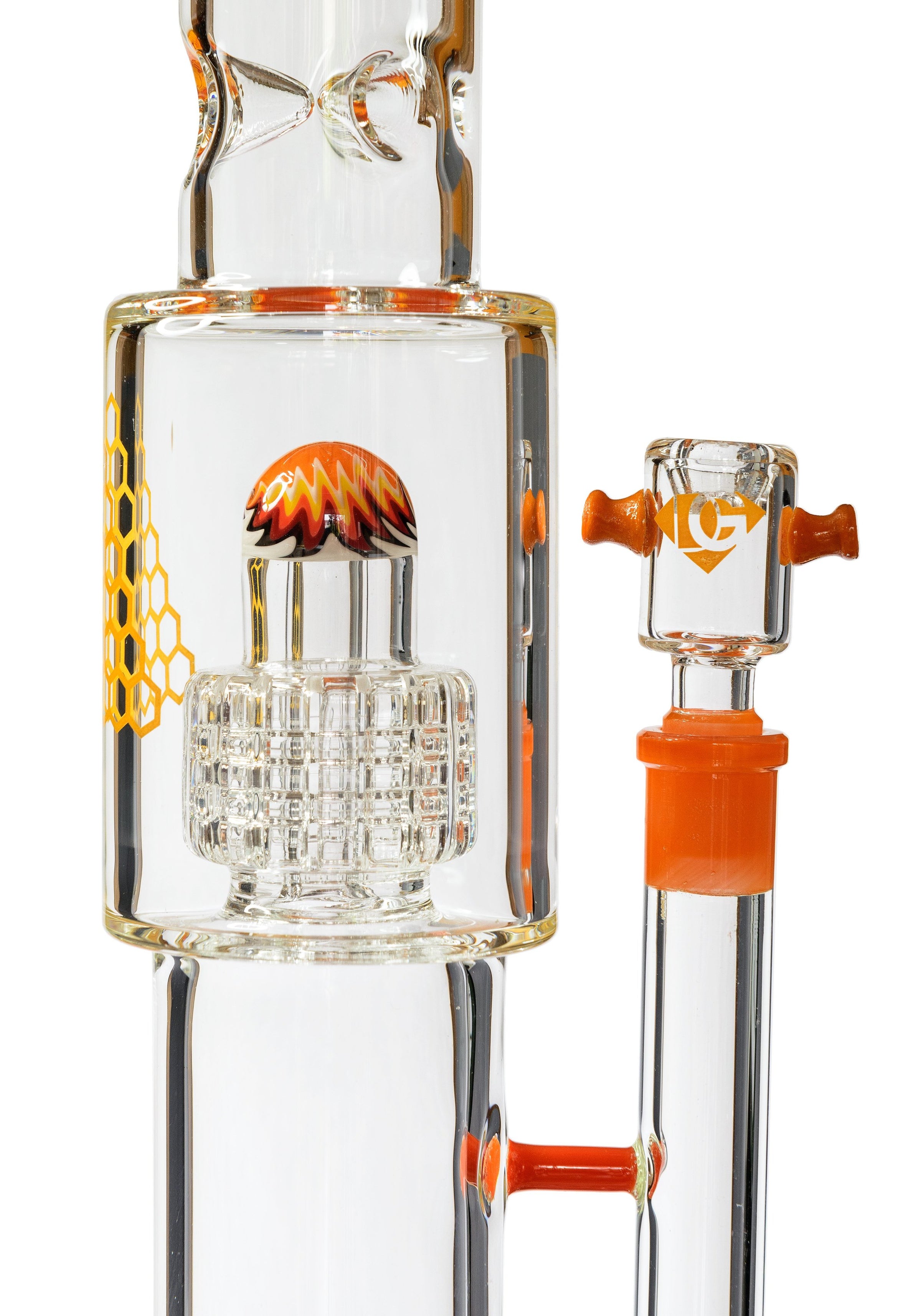 16" Straight Tube Heizman Bong w/ Dual Gridded Matrix Perc, by Diamond Glass - Bat Kountry