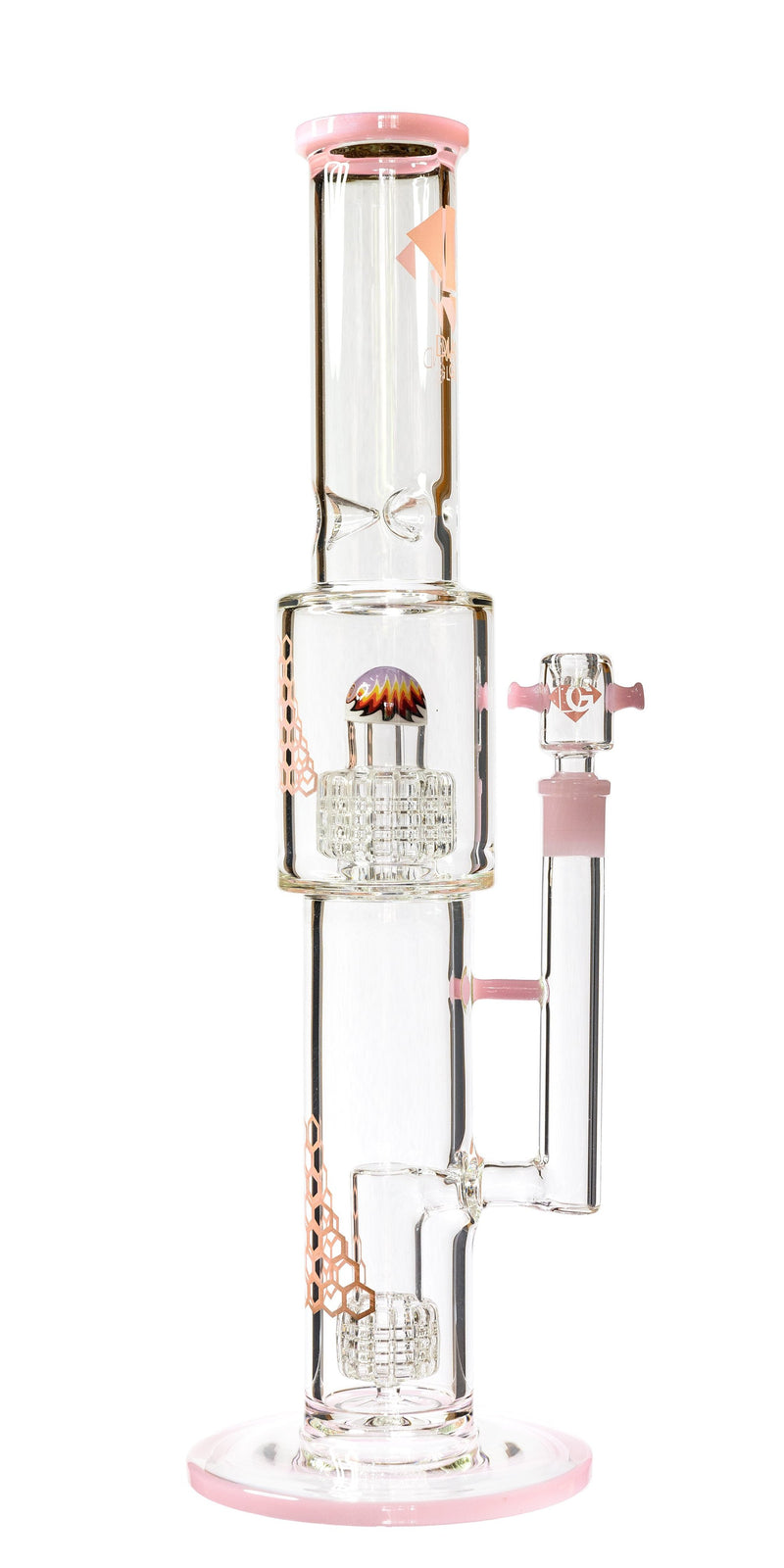 16" Straight Tube Heizman Bong w/ Dual Gridded Matrix Perc, by Diamond Glass - Bat Kountry