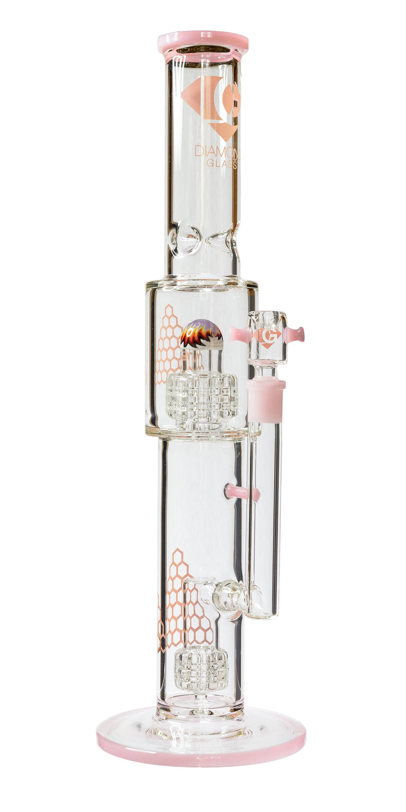 16" Straight Tube Heizman Bong w/ Dual Gridded Matrix Perc, by Diamond Glass - Bat Kountry
