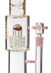 16" Straight Tube Heizman Bong w/ Dual Gridded Matrix Perc, by Diamond Glass - Bat Kountry