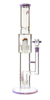 16" Straight Tube Heizman Bong w/ Dual Gridded Matrix Perc, by Diamond Glass - Bat Kountry