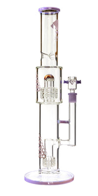 16" Straight Tube Heizman Bong w/ Dual Gridded Matrix Perc, by Diamond Glass - Bat Kountry