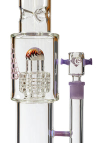16" Straight Tube Heizman Bong w/ Dual Gridded Matrix Perc, by Diamond Glass - Bat Kountry