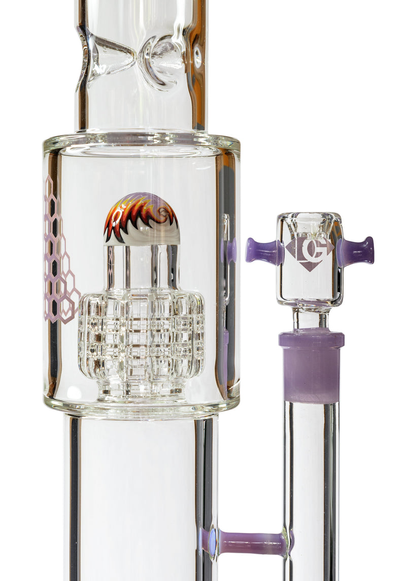 16" Straight Tube Heizman Bong w/ Dual Gridded Matrix Perc, by Diamond Glass - Bat Kountry