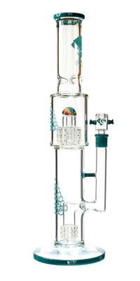 16" Straight Tube Heizman Bong w/ Dual Gridded Matrix Perc, by Diamond Glass - Bat Kountry