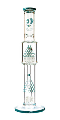 16" Straight Tube Heizman Bong w/ Dual Gridded Matrix Perc, by Diamond Glass - Bat Kountry