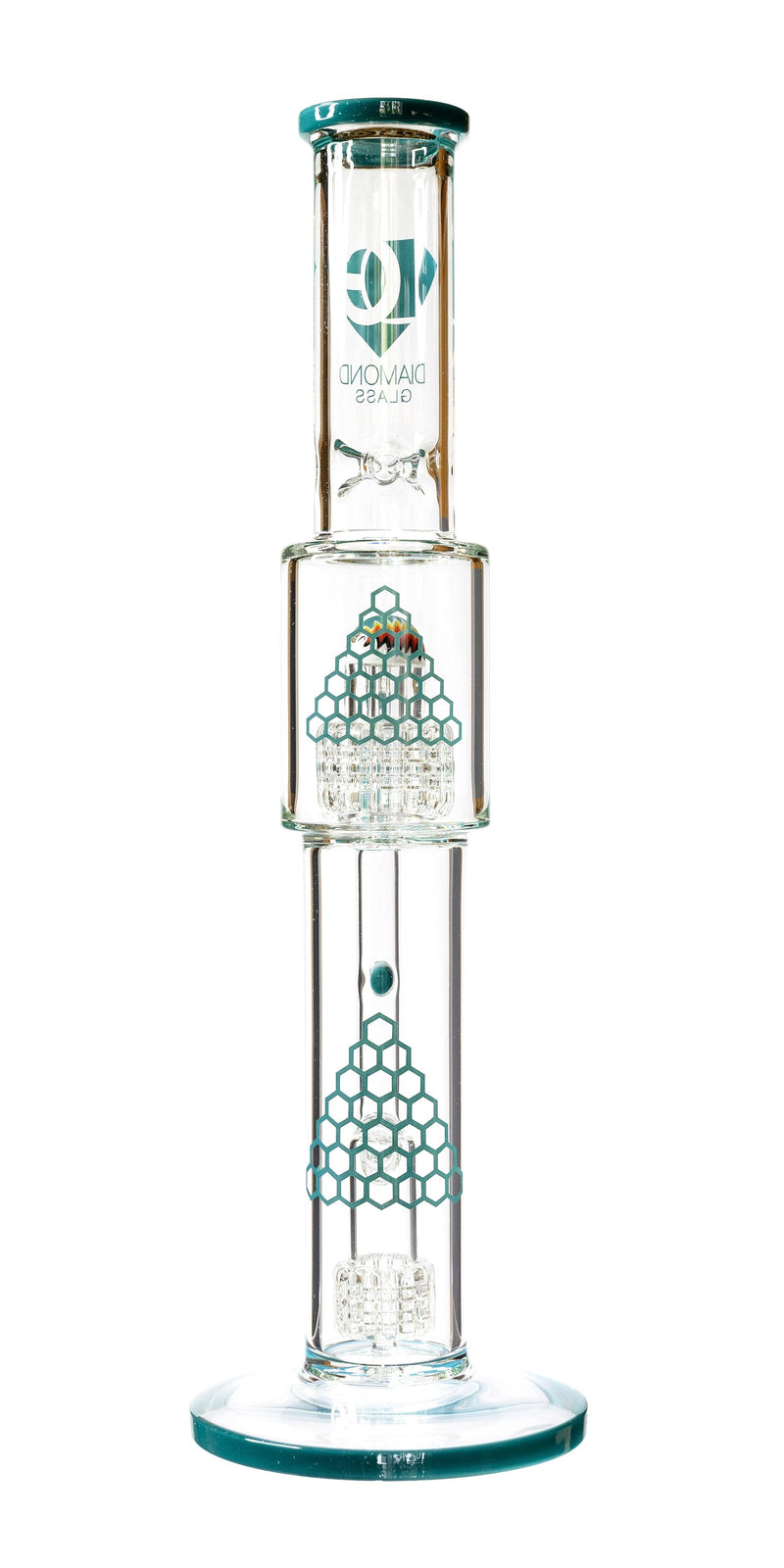 16" Straight Tube Heizman Bong w/ Dual Gridded Matrix Perc, by Diamond Glass - Bat Kountry