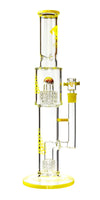 16" Straight Tube Heizman Bong w/ Dual Gridded Matrix Perc, by Diamond Glass - Bat Kountry