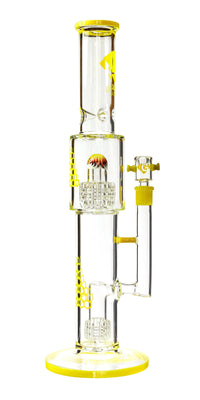 16" Straight Tube Heizman Bong w/ Dual Gridded Matrix Perc, by Diamond Glass - Bat Kountry