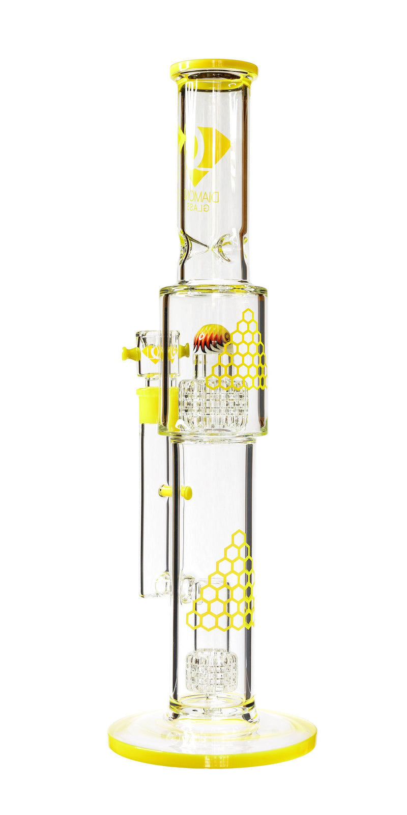 16" Straight Tube Heizman Bong w/ Dual Gridded Matrix Perc, by Diamond Glass - Bat Kountry