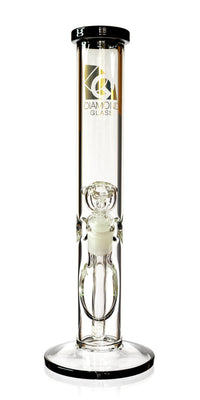 14" Straight Tube Bong w/ Ice Pinch, by Diamond Glass - Bat Kountry