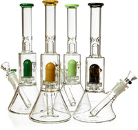 10" Skinny Neck Beaker Bong w/ showerhead UFO perc + splashguard, by Diamond Glass - Bat Kountry