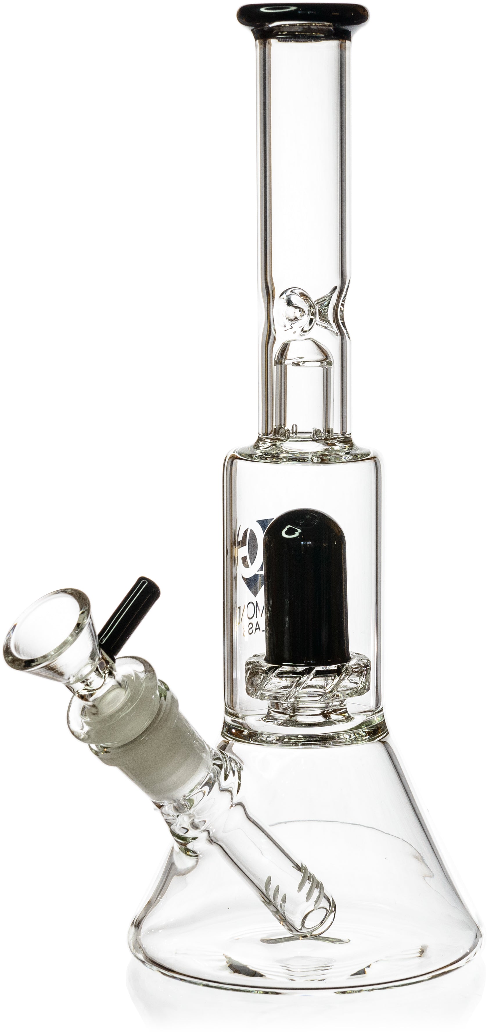10" Skinny Neck Beaker Bong w/ showerhead UFO perc + splashguard, by Diamond Glass - Bat Kountry