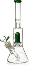 10" Skinny Neck Beaker Bong w/ showerhead UFO perc + splashguard, by Diamond Glass - Bat Kountry