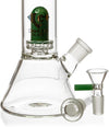 10" Skinny Neck Beaker Bong w/ showerhead UFO perc + splashguard, by Diamond Glass - Bat Kountry