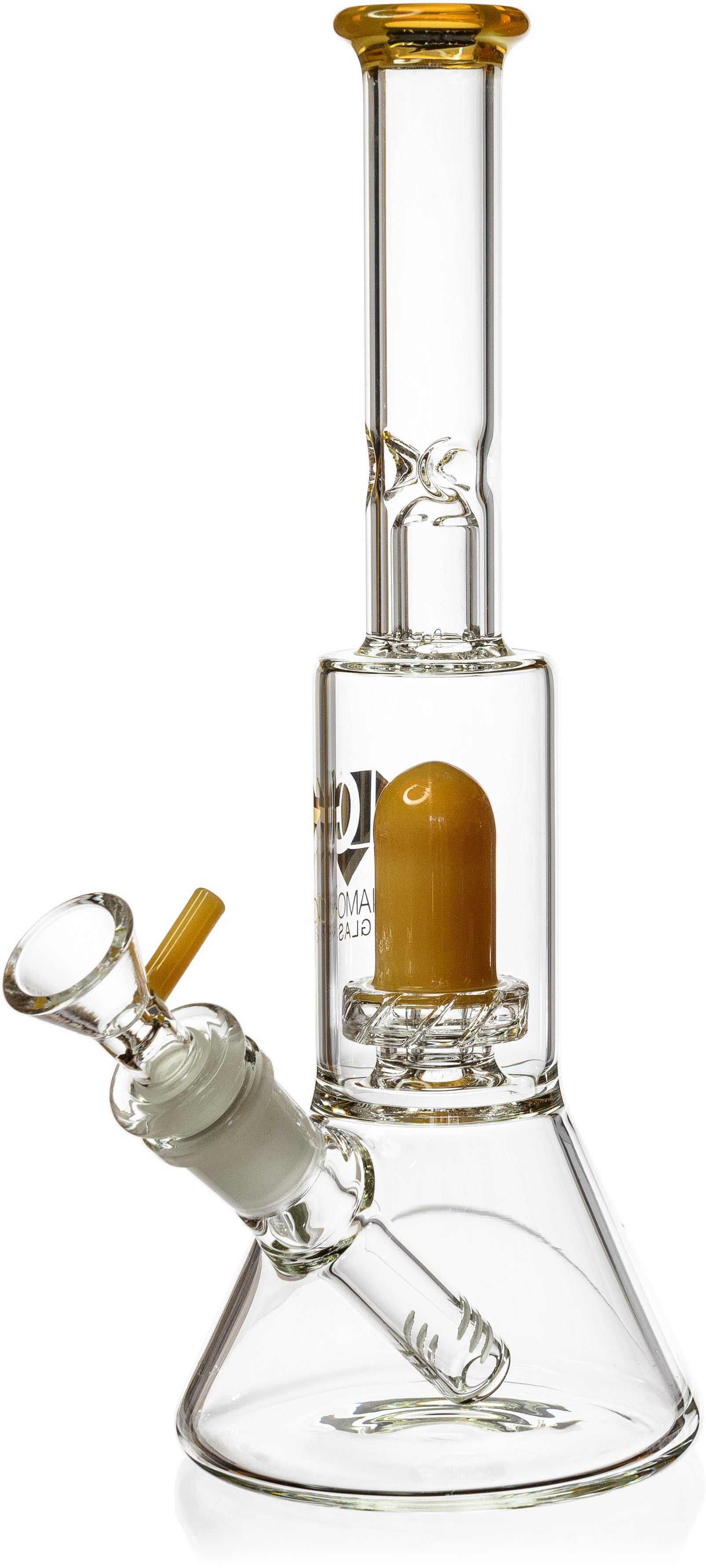 10" Skinny Neck Beaker Bong w/ showerhead UFO perc + splashguard, by Diamond Glass - Bat Kountry