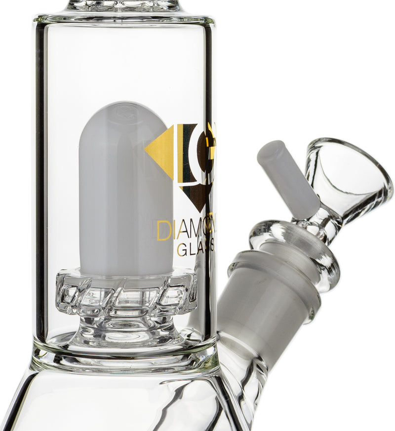 10" Skinny Neck Beaker Bong w/ showerhead UFO perc + splashguard, by Diamond Glass - Bat Kountry