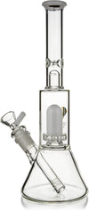 10" Skinny Neck Beaker Bong w/ showerhead UFO perc + splashguard, by Diamond Glass - Bat Kountry