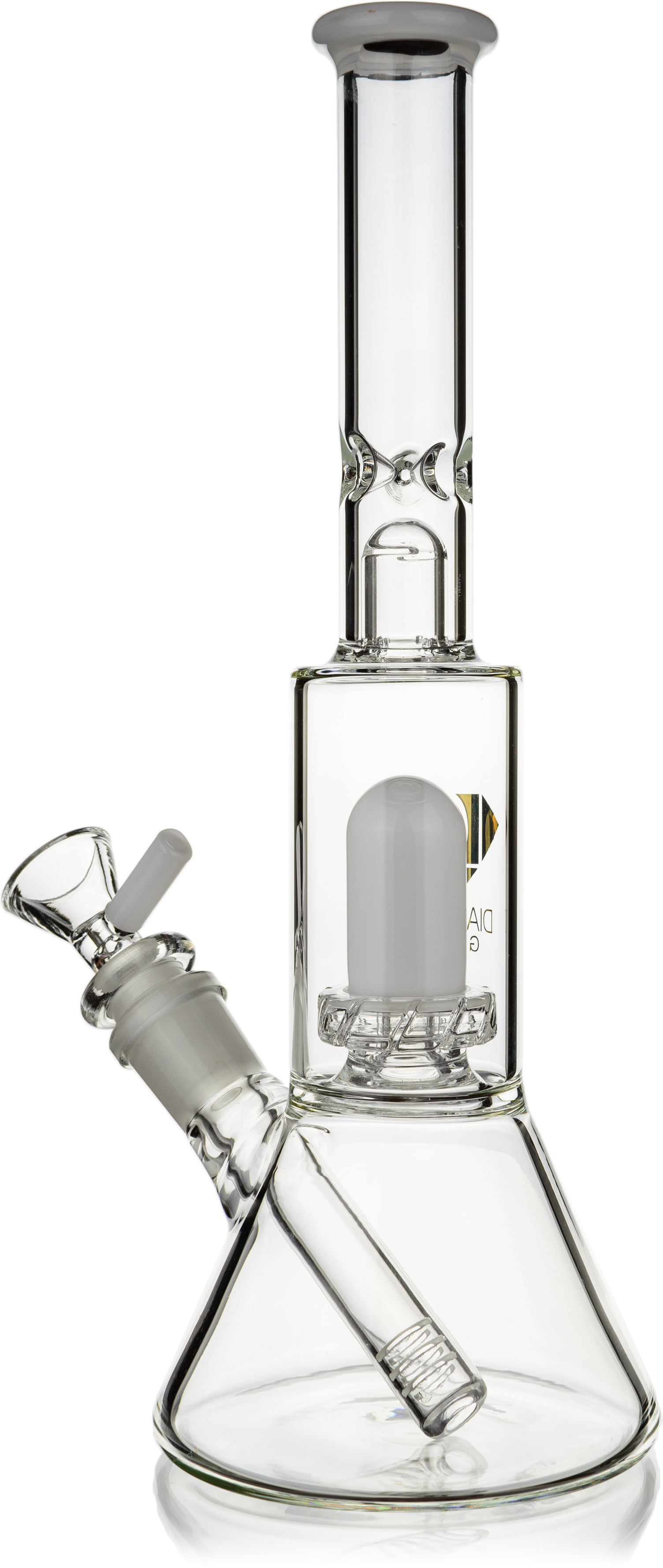 10" Skinny Neck Beaker Bong w/ showerhead UFO perc + splashguard, by Diamond Glass - Bat Kountry