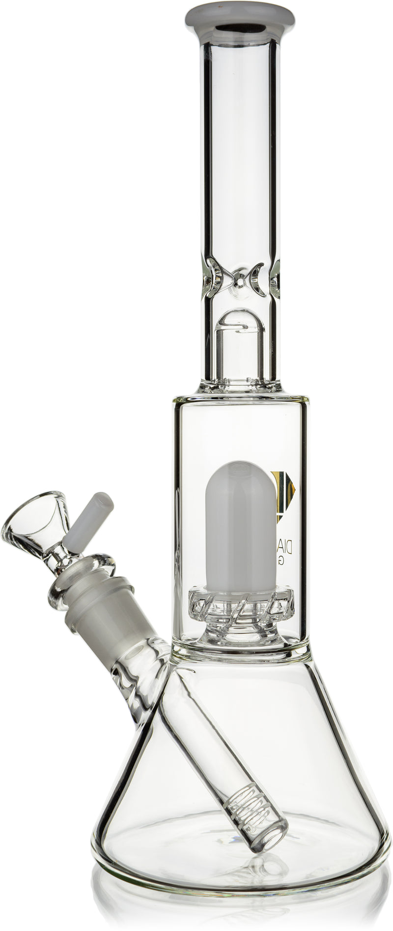 10" Skinny Neck Beaker Bong w/ showerhead UFO perc + splashguard, by Diamond Glass - Bat Kountry