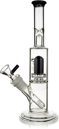 11" Straight Tube Skinny Neck Bong w/ Showerhead UFO Perc + Splashguard, by Diamond Glass - Bat Kountry