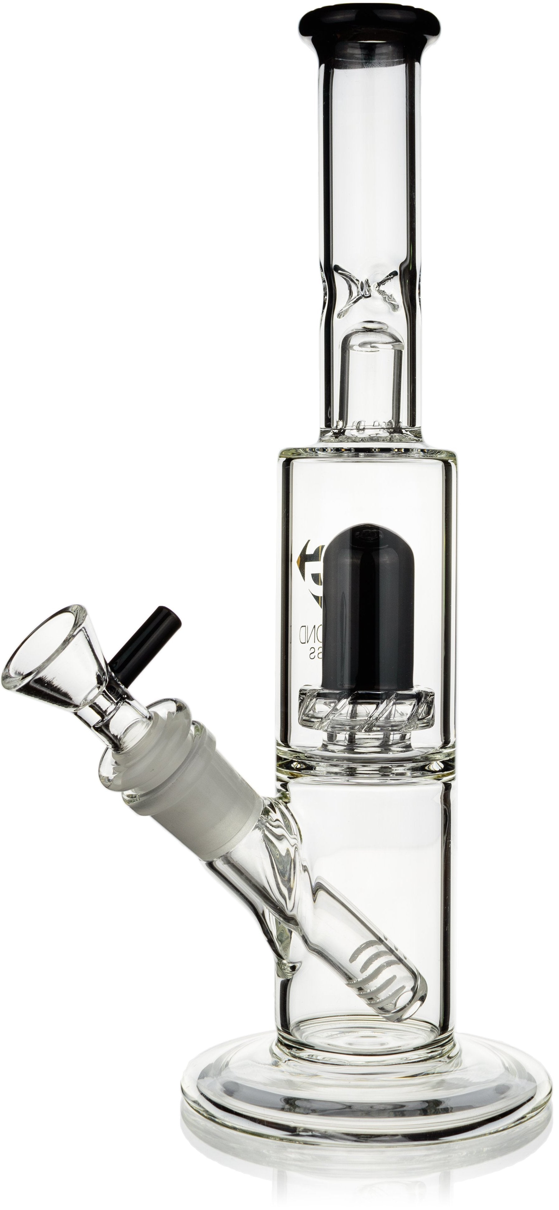 11" Straight Tube Skinny Neck Bong w/ Showerhead UFO Perc + Splashguard, by Diamond Glass - Bat Kountry