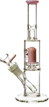 11" Straight Tube Skinny Neck Bong w/ Showerhead UFO Perc + Splashguard, by Diamond Glass - Bat Kountry