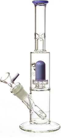 11" Straight Tube Skinny Neck Bong w/ Showerhead UFO Perc + Splashguard, by Diamond Glass - Bat Kountry