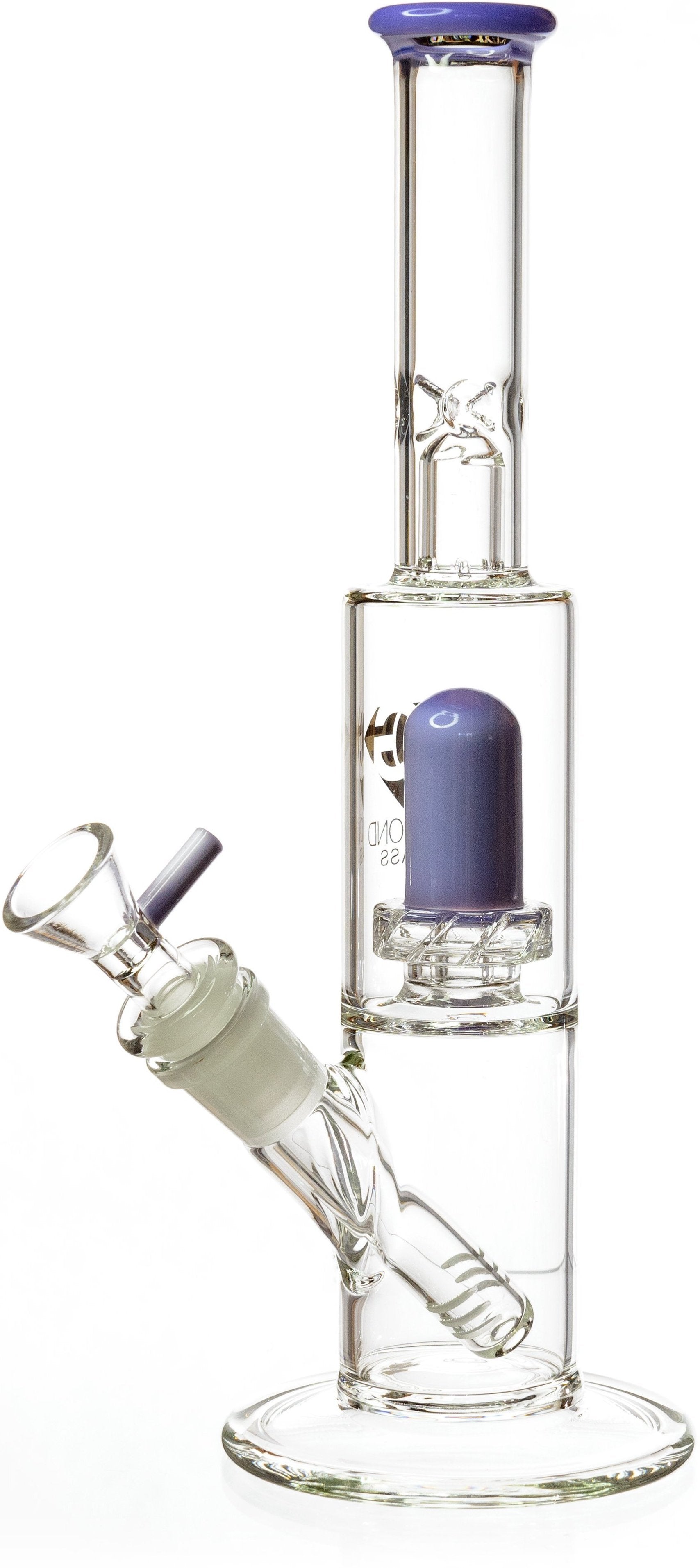 11" Straight Tube Skinny Neck Bong w/ Showerhead UFO Perc + Splashguard, by Diamond Glass - Bat Kountry