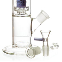 11" Straight Tube Skinny Neck Bong w/ Showerhead UFO Perc + Splashguard, by Diamond Glass - Bat Kountry