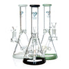 10" Beaker Bong w/ colored lip and base + built-in stem, by Diamond Glass - Bat Kountry